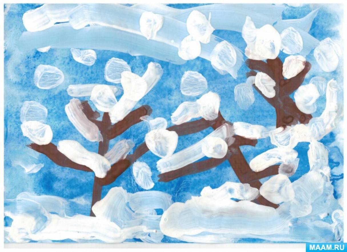 Деревья в снегу вторая младшая группа. Рисование в младшей группе зима. Нетрадиционное рисование в средней группе. Рисование на зимнюю тему в младшей группе. Рисование на зимнюю тему в средней группе.