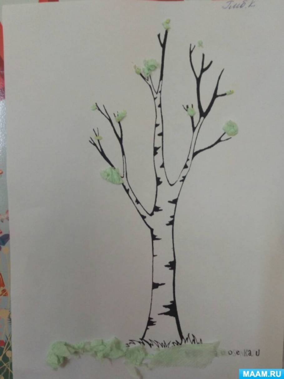 Весеннее дерево в средней группе. Аппликация дерево весной. НОД рисование в младшей группе Весеннее дерево. Аппликация деревья весной младшая группа. Рисование в старшей группе на тему Весеннее дерево.