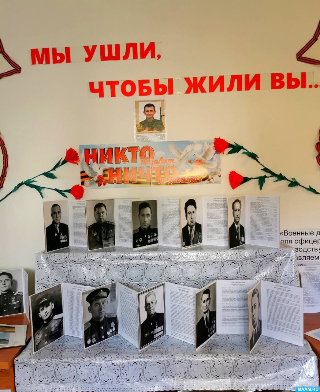 Смотреть фотографию №2 Фото №2 В преддверии Дня Великой Победы в школе интернат была организованна тематическая зона Герои земляки