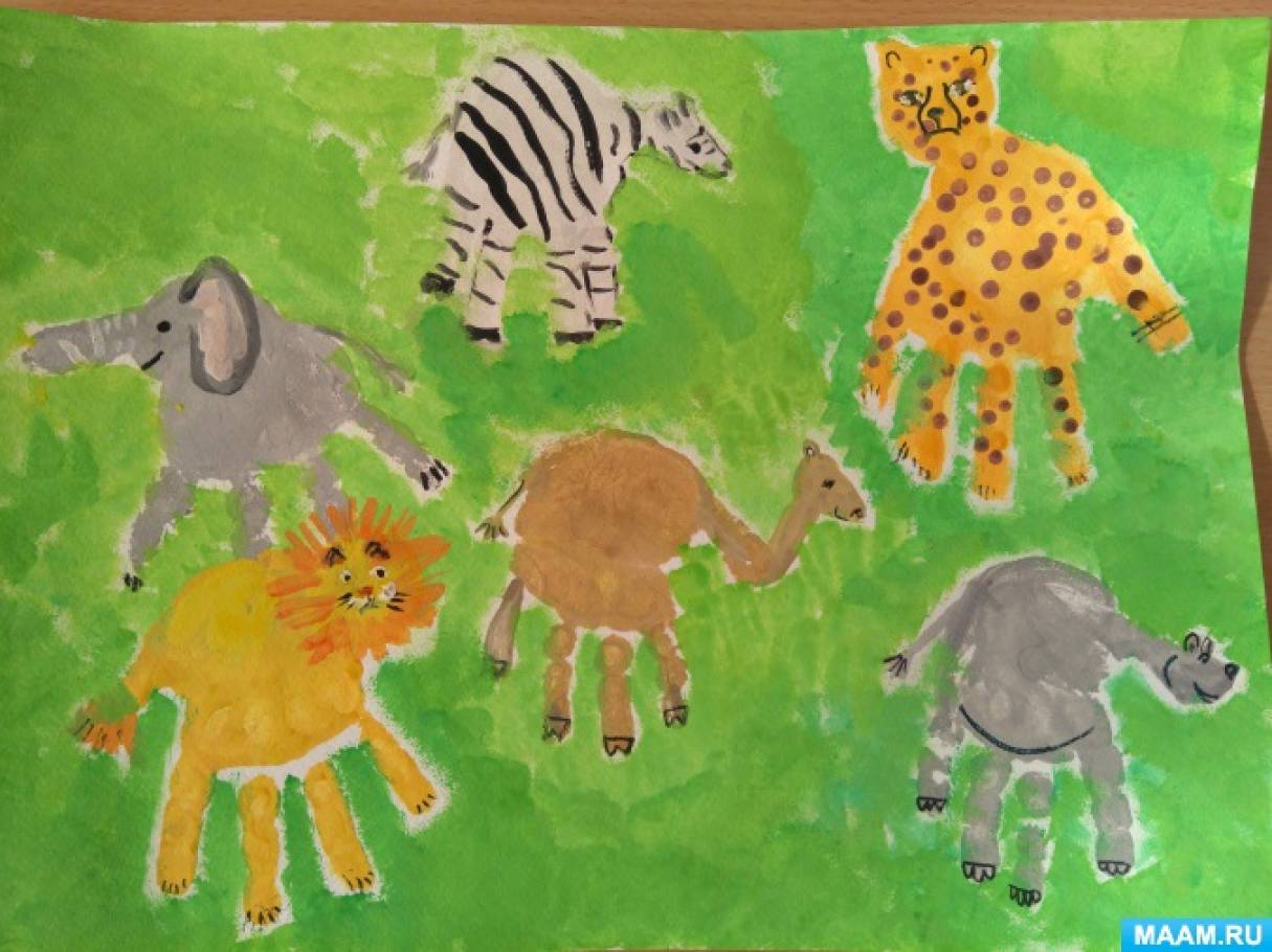 Средняя группа занятие мир животных. Рисунок на тему зоопарк. Рисование ладошками зоопарк в старшей группе. Рисование в средней группе животные. Рисование в младшей группе на тему животные.