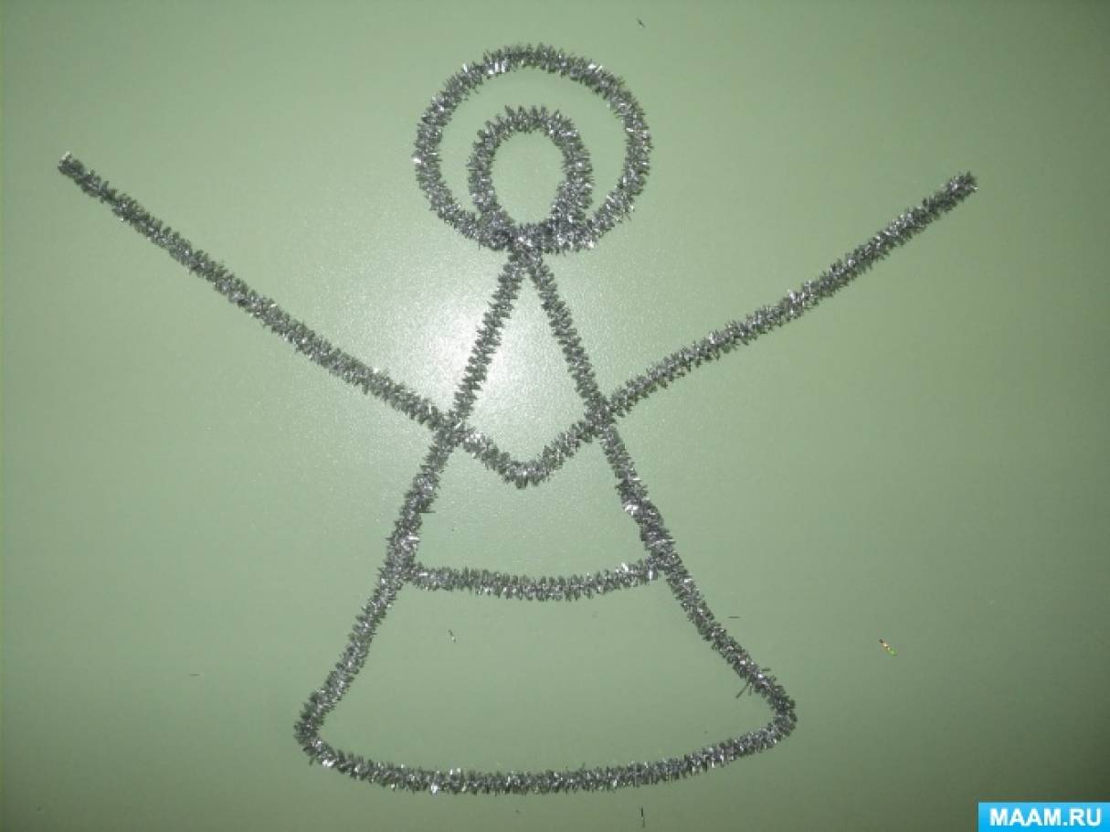 ангел из синельной проволоки своими руками. ангелочек из синельной проволоки. поделки из мишуры на проволоке. ангел из синельной проволоки своими руками. ангел из проволоки с мишурой.