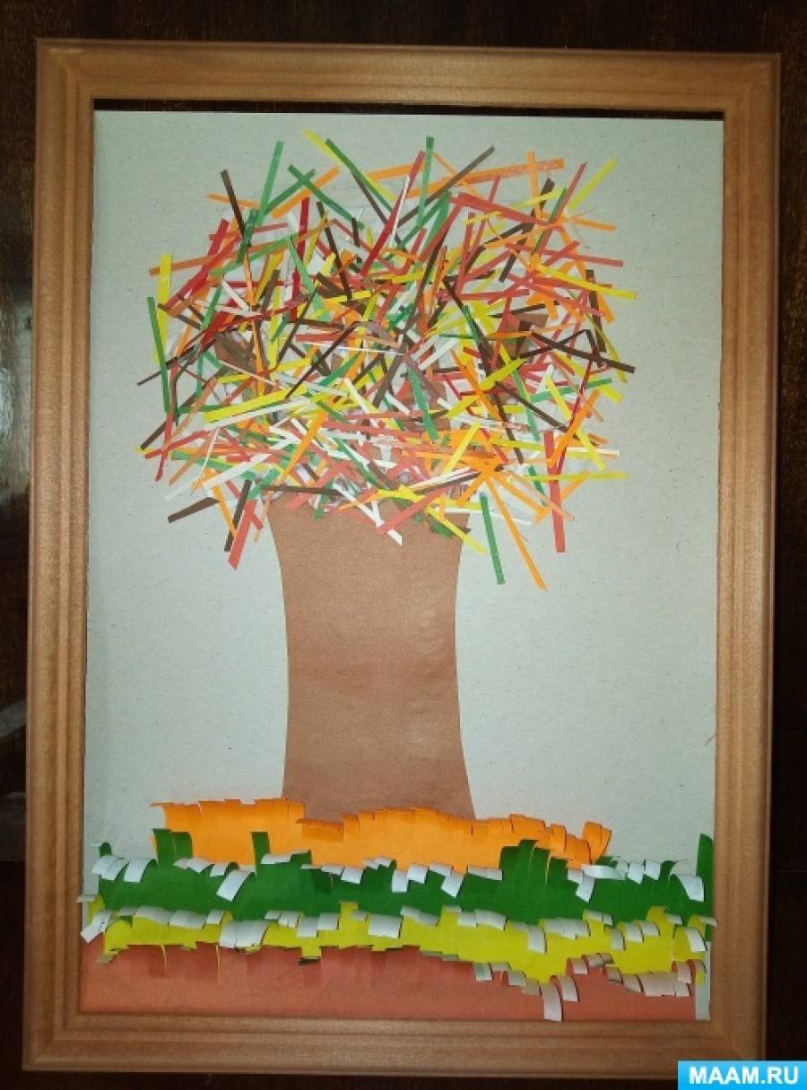 Мастер-класс «Аппликация из цветной бумаги «Осеннее дерево» для детей старшего дошкольного возраста