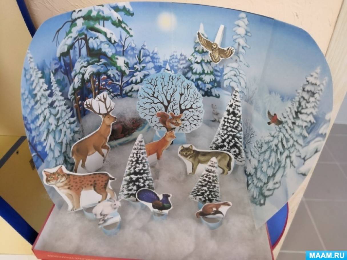 Макет для дошкольников «Дикие животные в Зимнем лесу»