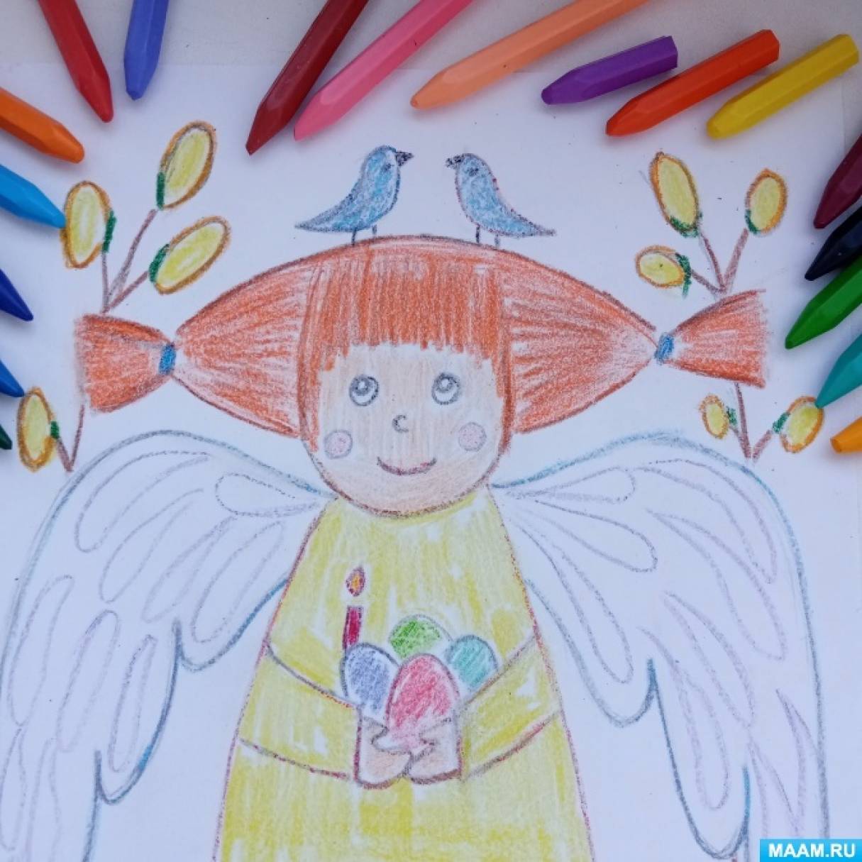 Мастер-класс по рисованию восковыми мелками «Ангелочек» для детей 6–7 лет