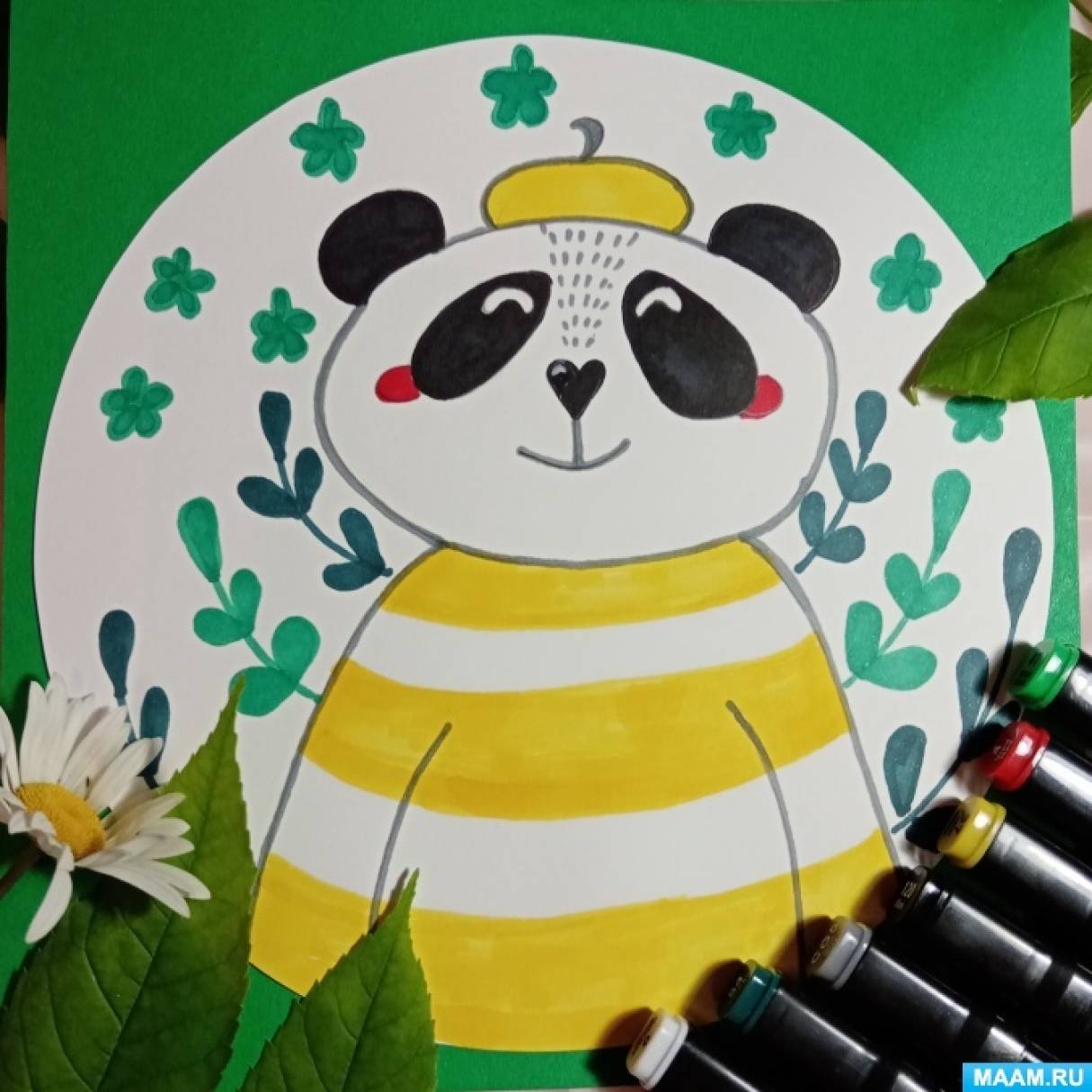 Мастер-класс для детей по рисованию «Крошка панда» с элементами аппликации
