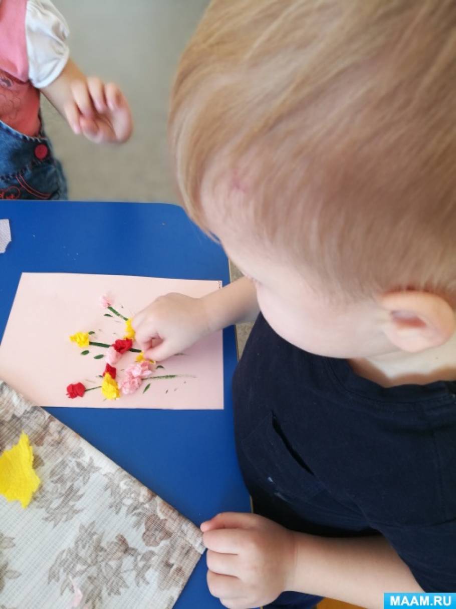 аппликация из салфеток на 8 марта