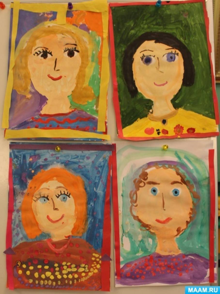 Фотоотчет о рисовании в группах старшего возраста «Портрет любимой мамы»