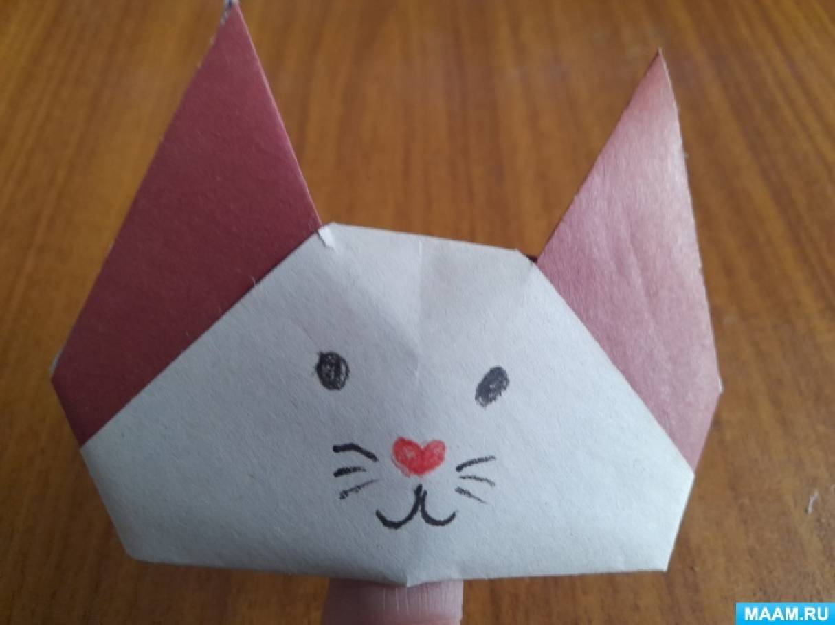 «Котик». Мастер-класс по конструированию из бумаги в технике «оригами»