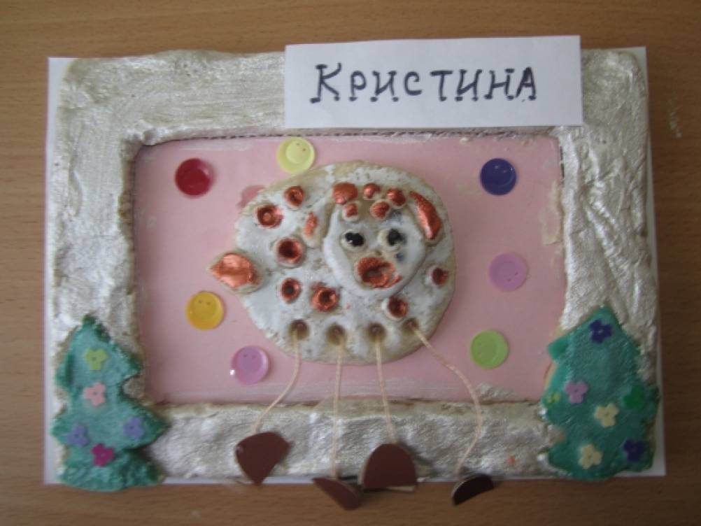 Новогодняя рамочка с символом года из соленого теста Фото Новогодняя рамочка с символом года из соленого теста