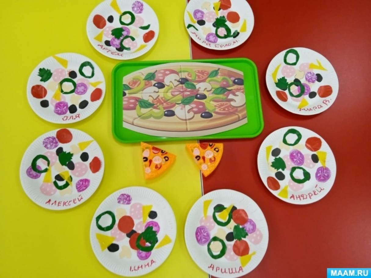 Конспект НОД по аппликации на одноразовой тарелке «Вкусная пицца» в группе раннего возраста