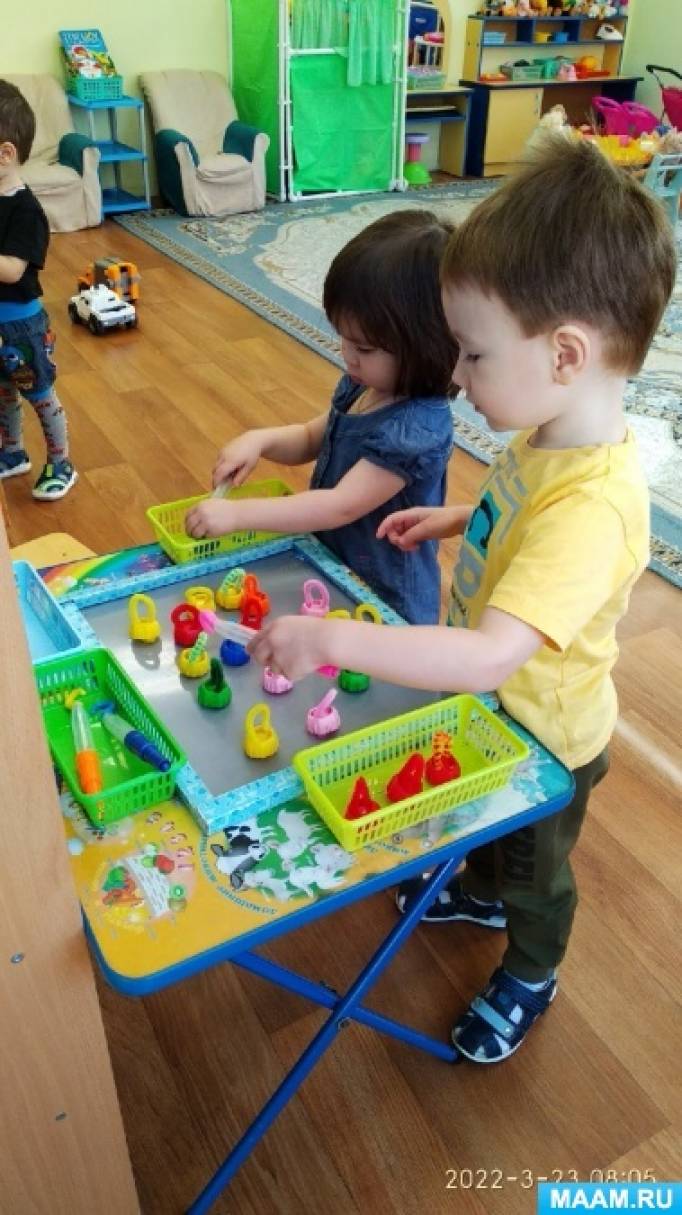 Дидактическая игра «Разноцветные рыбки» для детей 2–3 лет