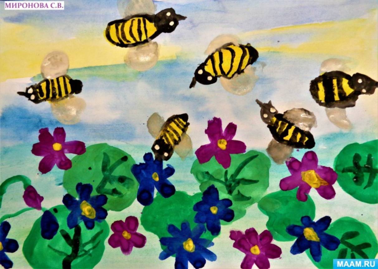 Рисование Пчелка старшая группа. Рисование пчелки в средней группе. Рисунки насекомые старшая группа.