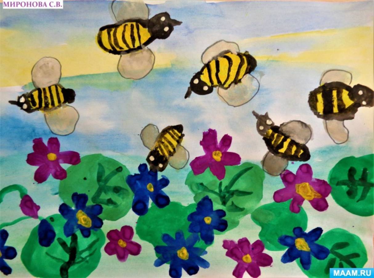 Планирование насекомые подготовительная. Рисование пчелки в средней группе. Рисование насекомые в подготовительной группе.