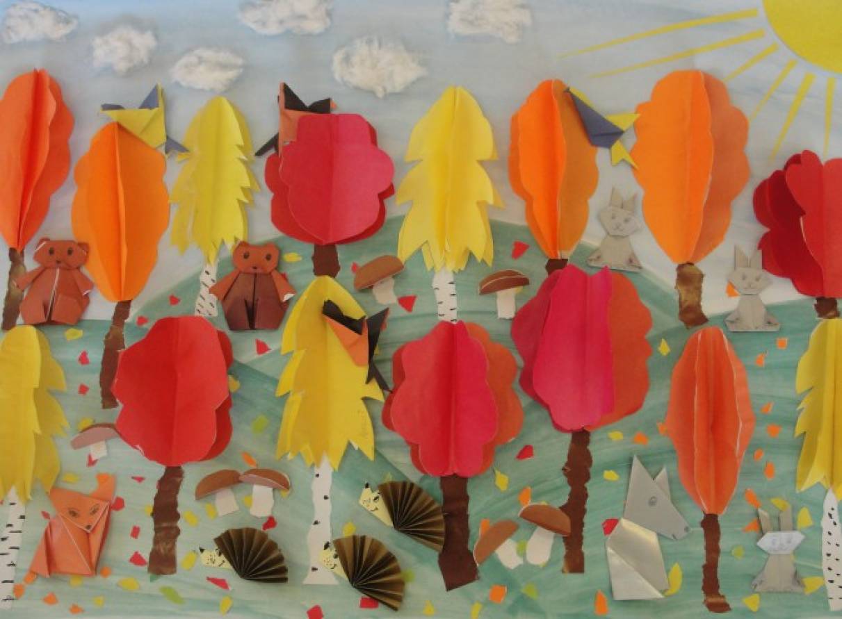 Мастер-класс «Осенний лес» — коллективная композиция (аппликация, оригами)