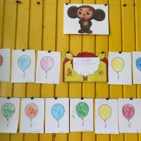 Фотоотчёт о занятии по рисованию «Воздушные шарики для Чебурашки» в первой младшей группе