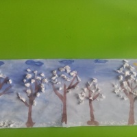 Детский мастер-класс по обрывной аппликации с элементами рисования «Зимний лес» с детьми разновозрастной группы