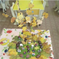 Фотоотчет о коллективной работе детей с природным материалом «Осенний островок» в средней группе