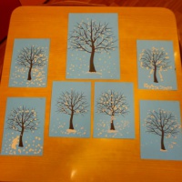 Конспект занятия в средней группе по нетрадиционному рисованию методом тычка «Заснеженные деревья»