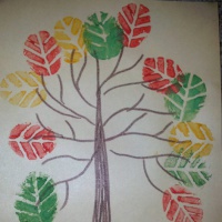 Нетрадиционные техники рисования с детьми среднего возраста «Осенний наряд для деревца»