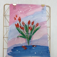 Детский мастер-класс по рисованию гуашью «Тюльпаны»