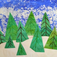 Мастер-класс для детей по нетрадиционной технике рисования с элементами аппликации «Зимний пейзаж»