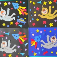 Мастер-класс для детей. Объёмная аппликация из цветной бумаги ко Дню Космонавтики «Полёт в космос»