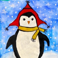 Мастер-класс для детей по рисованию гуашью «Новогодний Пингвин»