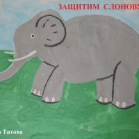 Экологический плакат в защиту слонов. Мастер-класс по рисованию слона гуашью