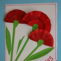 Мастер-класс по изготовлению поздравительной открытки «Красная гвоздика-символ Победы»