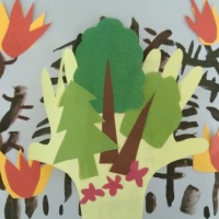 Детский мастер-класс по рисованию красками «Берегите лес от пожара» с элементами аппликации