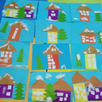 Конспект НОД по аппликации в средней группе «Зимний город. Снежные домики» с использованием ваты