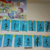Конспект НОД по рисованию для детей средней группы «Ёлочки в снегу»