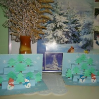Детский мастер-класс по изготовлению объемной открытки «Зимний лес»