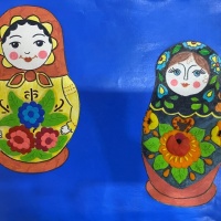 «Хоровод матрёшек» (работы детей совместно с педагогом)