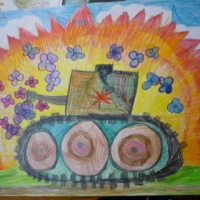 Детская творческая работа посвященная годовщине Великой Отечественной Войны.
