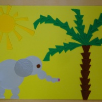 Детский мастер-класс по аппликации «Слонёнок под пальмой»