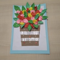 Мастер-класс по изготовлению аппликации открытки «Цветы любимой маме»