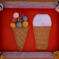 Мастер-класс «Объемное панно «Лакомство — мороженое» из салфеток с элементами пластилинографии с 3-Д эффектом