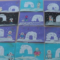 Конспект НОД по аппликации с элементами рисования в старшей коррекционной группе «Снежный дом для эскимоса»