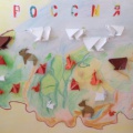 «Карта России» — коллективная работа детей подготовительной группы, рисование карандашами и оригами. Фотоотчет.