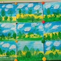 Рисование с использованием метода отпечатка листьев на бумаге «Летний пейзаж» в старшей группе