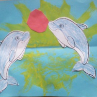 Конспект ООД по аппликации «Дельфины играют» (средняя группа)
