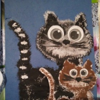 «Кошка с котенком». Занятие для детей старшей группы в нетрадиционной технике рисования