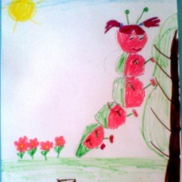 Фотоотчёт о занятии с поэтапным рисованием гусеницы с детьми 6–7 лет
