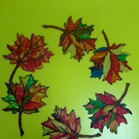 Фотоотчёт о занятии в кружке по пластилинографии с детьми 5–6 лет «Осенний кленовый лист»
