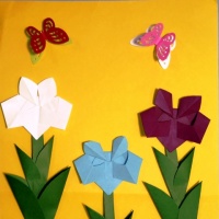 Мастер-класс с пошаговым фото «Ирисы в технике оригами»