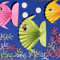 Мастер-класс «Объемная аппликация из цветной бумаги гармошкой «Рыбки»