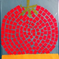 Аппликация из бумаги в технике мозаика «Помидор» для детей дошкольного возраста. Мастер класс с пошаговым фото