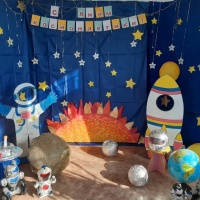 Оформление фотозоны ко Дню космонавтики в детском саду