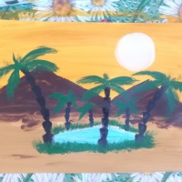 Конспект занятия по рисованию с использованием нетрадиционных методов «Оазис в пустыне»